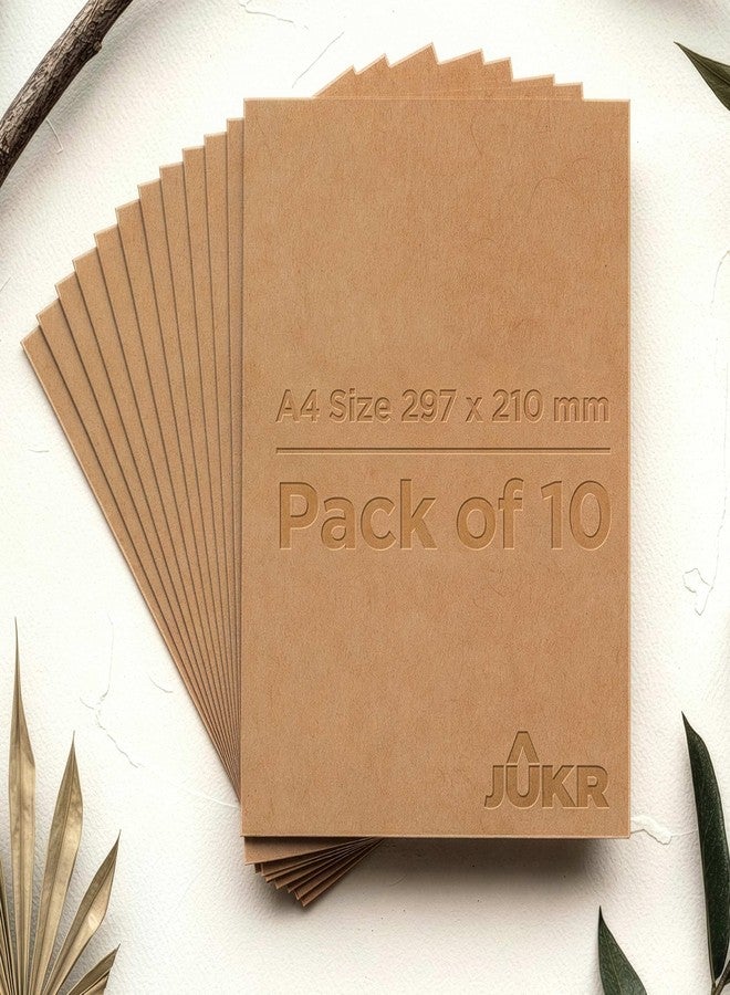 JUKR 350 GSM Thick Kraft Paper (Pack of 10) A4 Sheets Brown Imported Cardstock Ready to Print Craft Sheet for DIY Art Work, Painting, Scrapbooking, Greeting Cards, Invitations, Packaging, Custom Gift Tags - Image 1